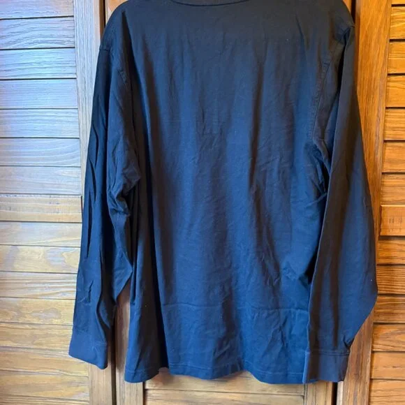 Vintage LL Bean Black Long Sleeve Henley - Size L - Picture 2 of 3